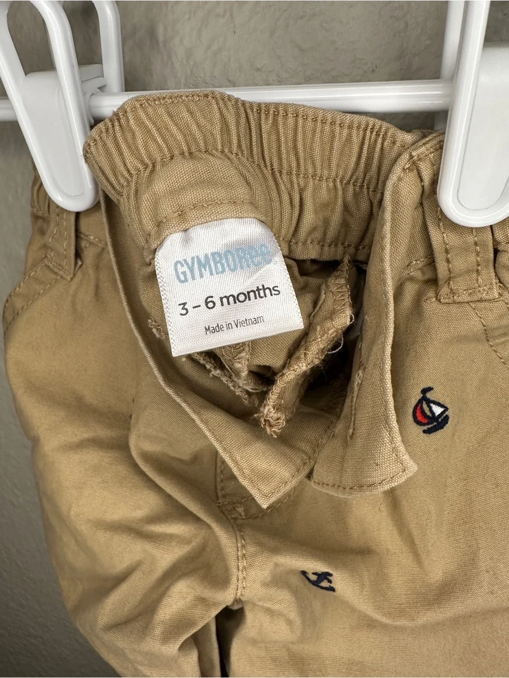 Gymboree size 3-6 months baby khaki sailing pants in 100% cotton